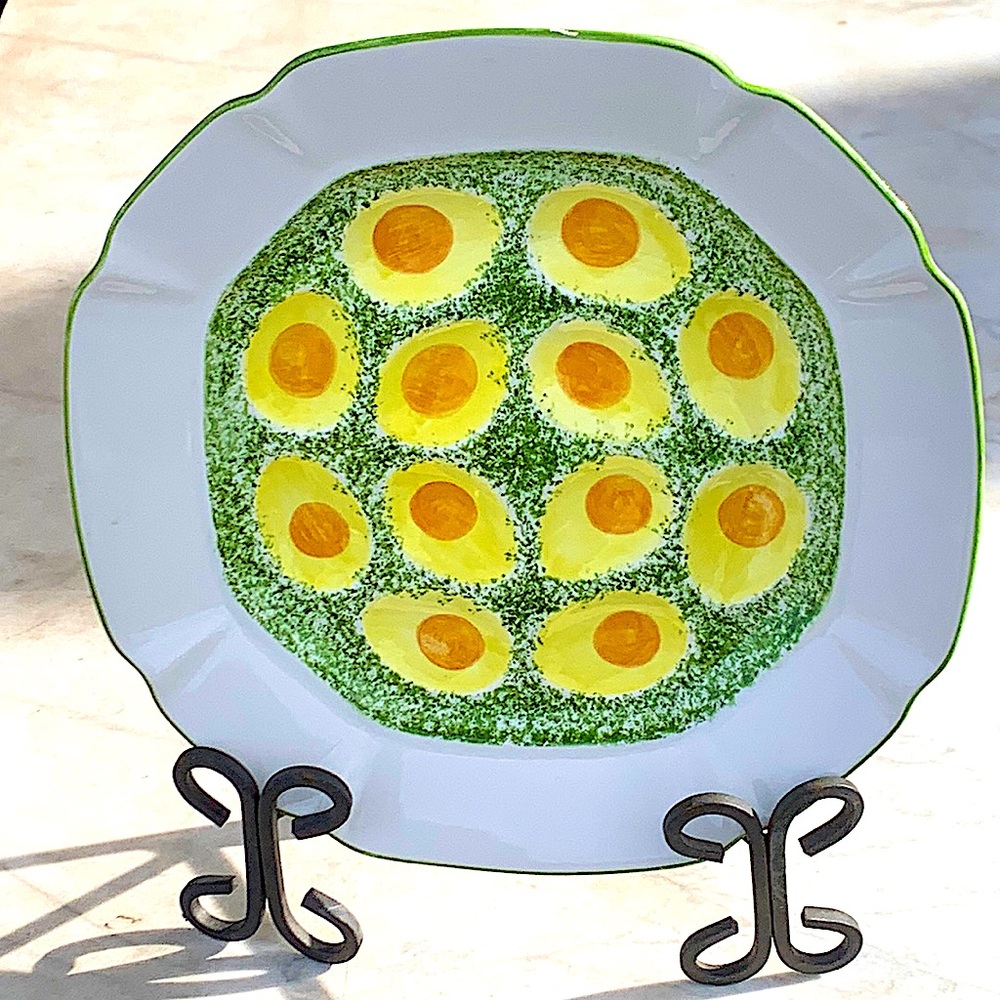 LAURIE GATE LOS ANGELES POTTERY DEVILED EGGS PLATTER VINTAGE CERAMIC